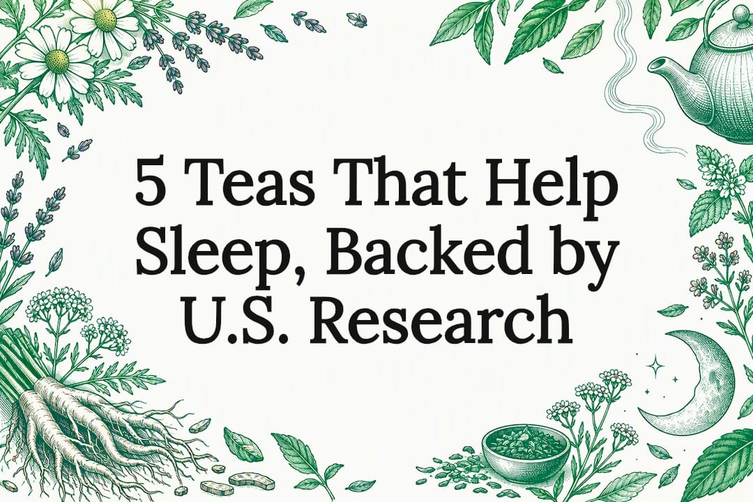 Herbal sleep tea title card illustration