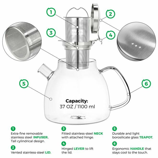 Théière en Verre Lyra 1000ml